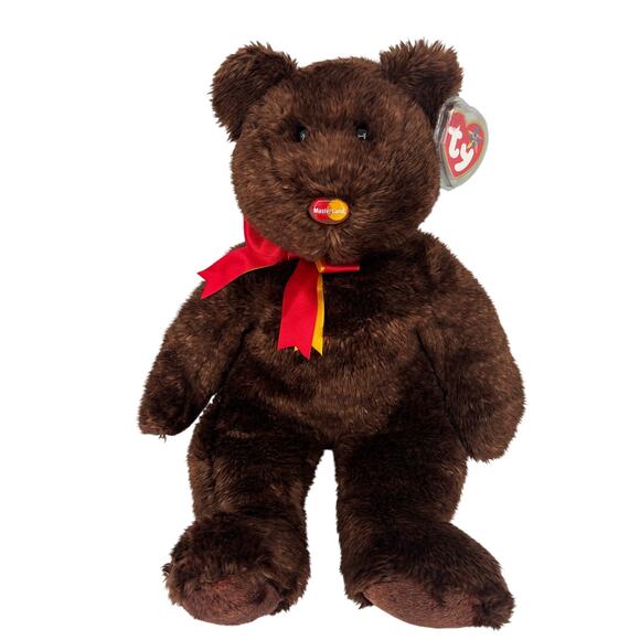 Ty M. C. Beanie Buddy Bear Brown Plush Mastercard Nose 14 Inch 2005 Vintage - Picture 1 of 10